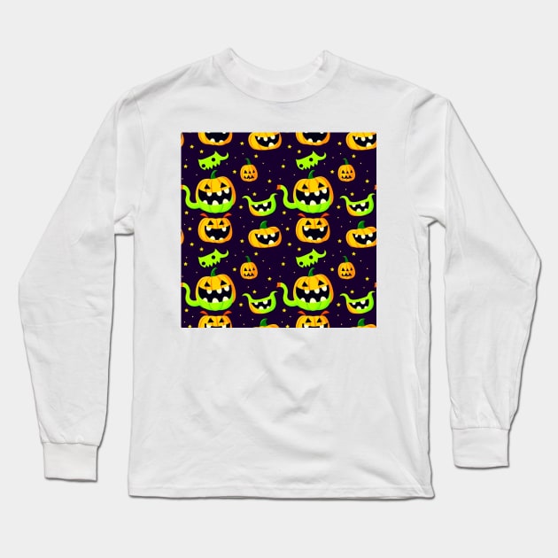 Festive Pumpkins Long Sleeve T-Shirt by Sevendise